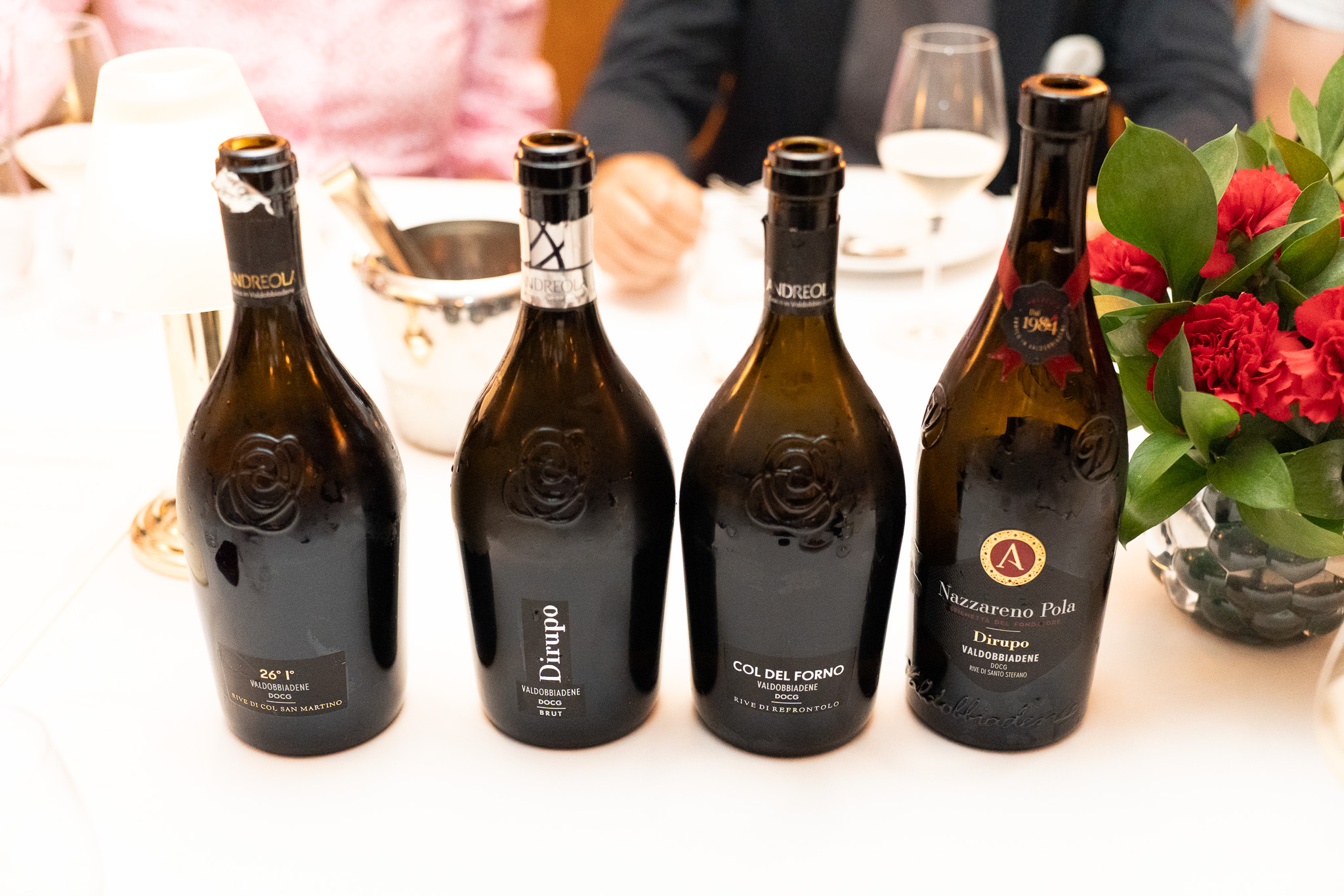 A selection of Andreola wines tasted at Brasseria Notting Hill Andreola
